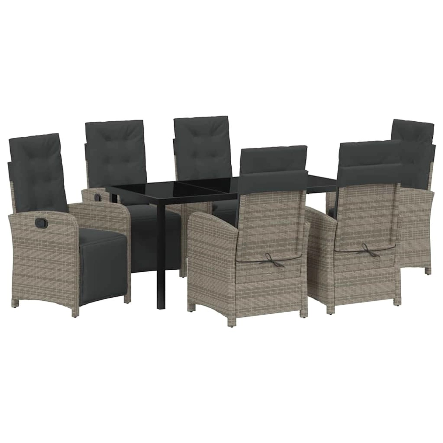 vidaXL Garten Essgruppe 7-Tlg Grau Poly Rattan 3380327 günstig online kaufen