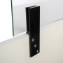 Schwarzer Thekenhalter für 6 mm ESG Glas, an Theke montiert, Teil der Hygieneschutz Kategorie.