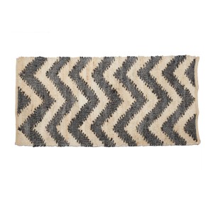 Relaxdays Teppichläufer Baumwolle Jute Beige Schwarz Rutschfest 70 cm x 140 cm 2,2 kg