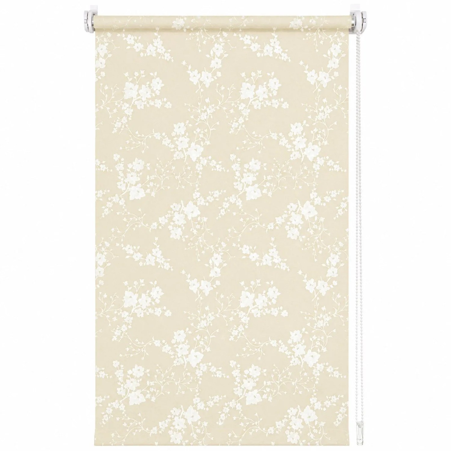 Sekey Rollo Seitenzugrollo ohne Bohren Blickdicht Sichtschutzrollo Blume Beige 90x130cm