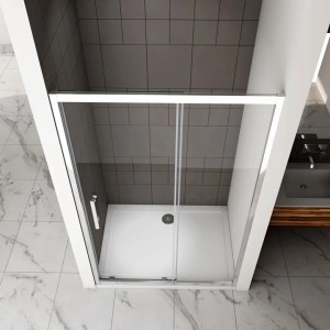 Duschparadies Nischentür 100x190cm mit Schiebetür aus 8mm Nano Glas.