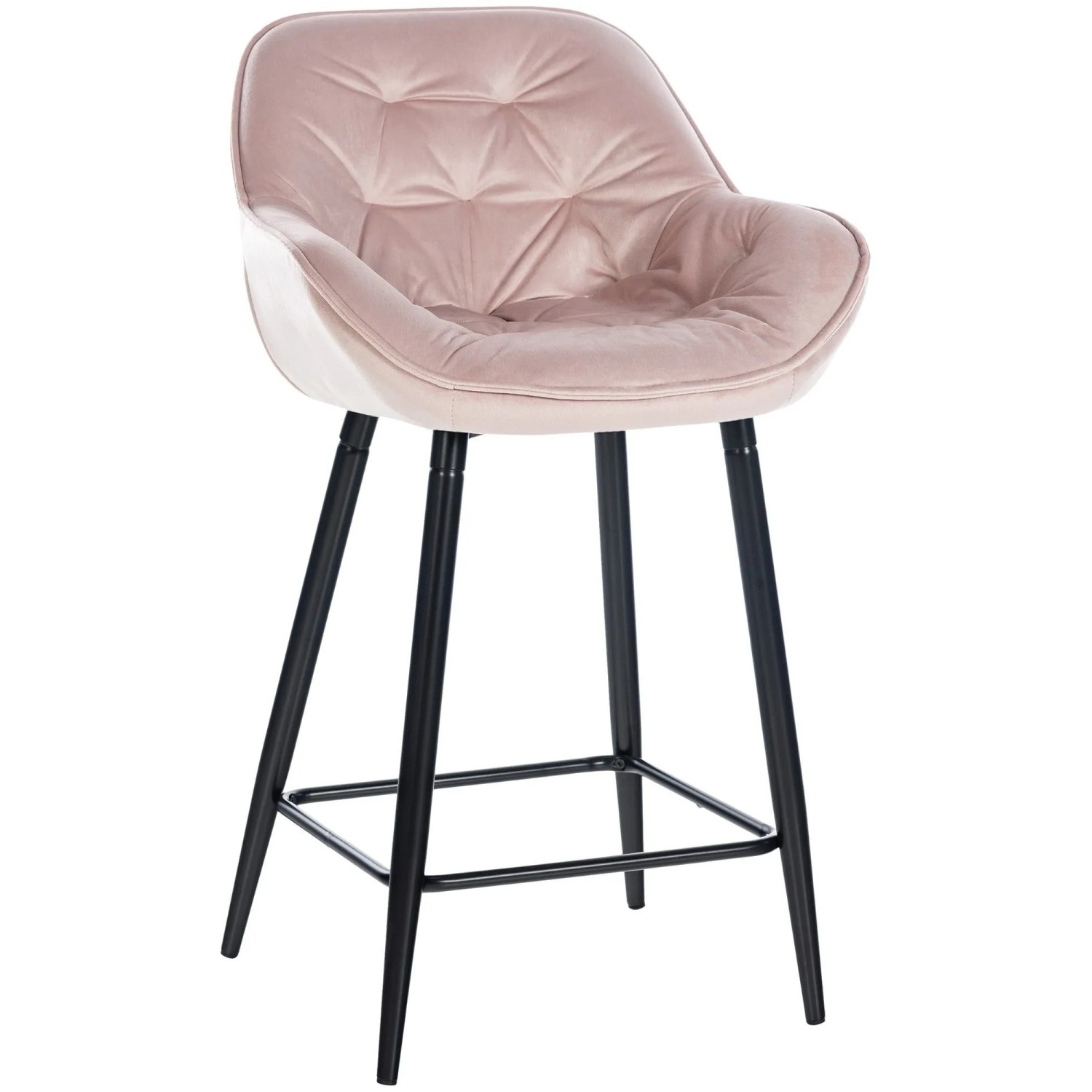 DELUKE Barhocker KUTOR Samt Pink 54x57,5x93,5cm Barstuhl Mit Lehne Tresenhocker Tresenstuhl