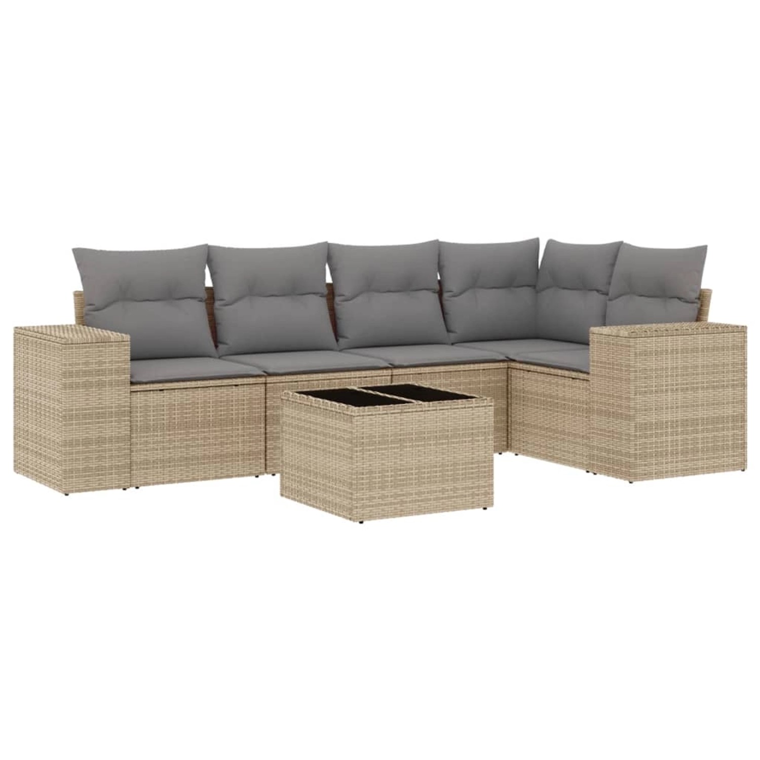 vidaXL 6-Tlg Garten-Sofagarnitur mit Kissen Beige Poly Rattan 3254876 günstig online kaufen