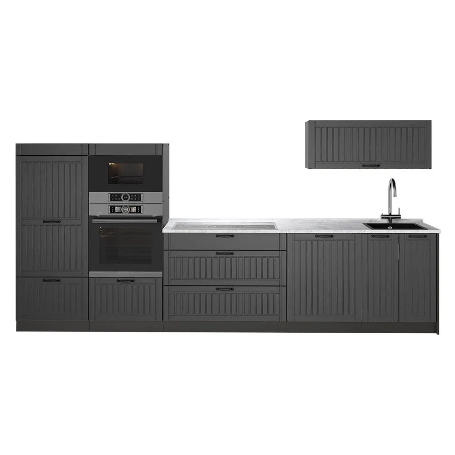 Vicco Küchenzeile Fame-Line Dunkelgrau/Anthrazit 340 x 154 AP Marmor Art Nr 64481
