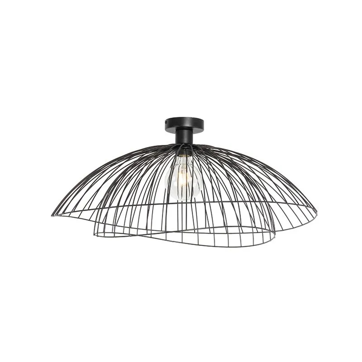 QAZQA Design Deckenleuchte Schwarz mit Doppeltem Schirm 66cm Pua