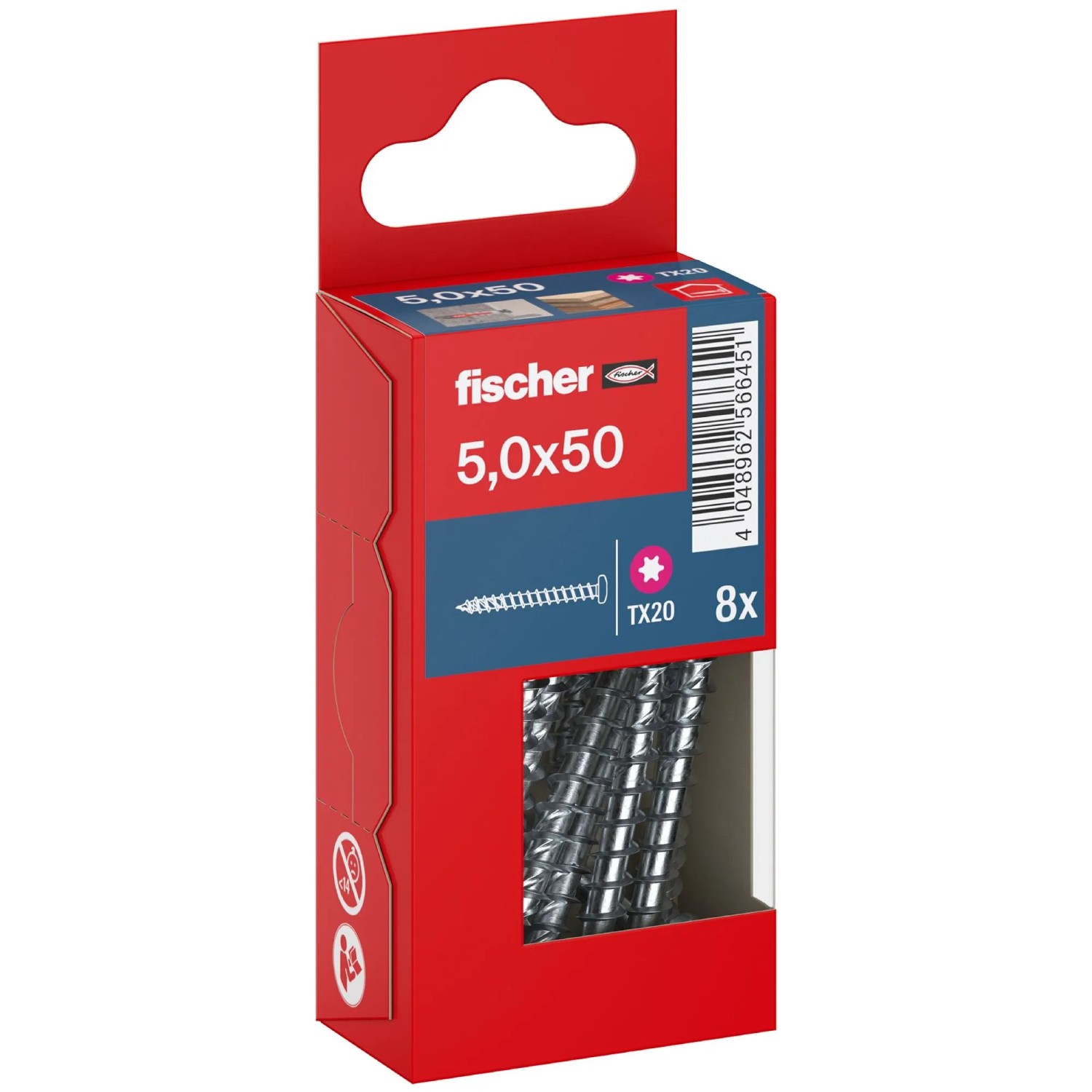 Fischer Schraube PowerFast FPF II PTF BC PH TX VG Ø 5 mm x 50 mm 8 Stück