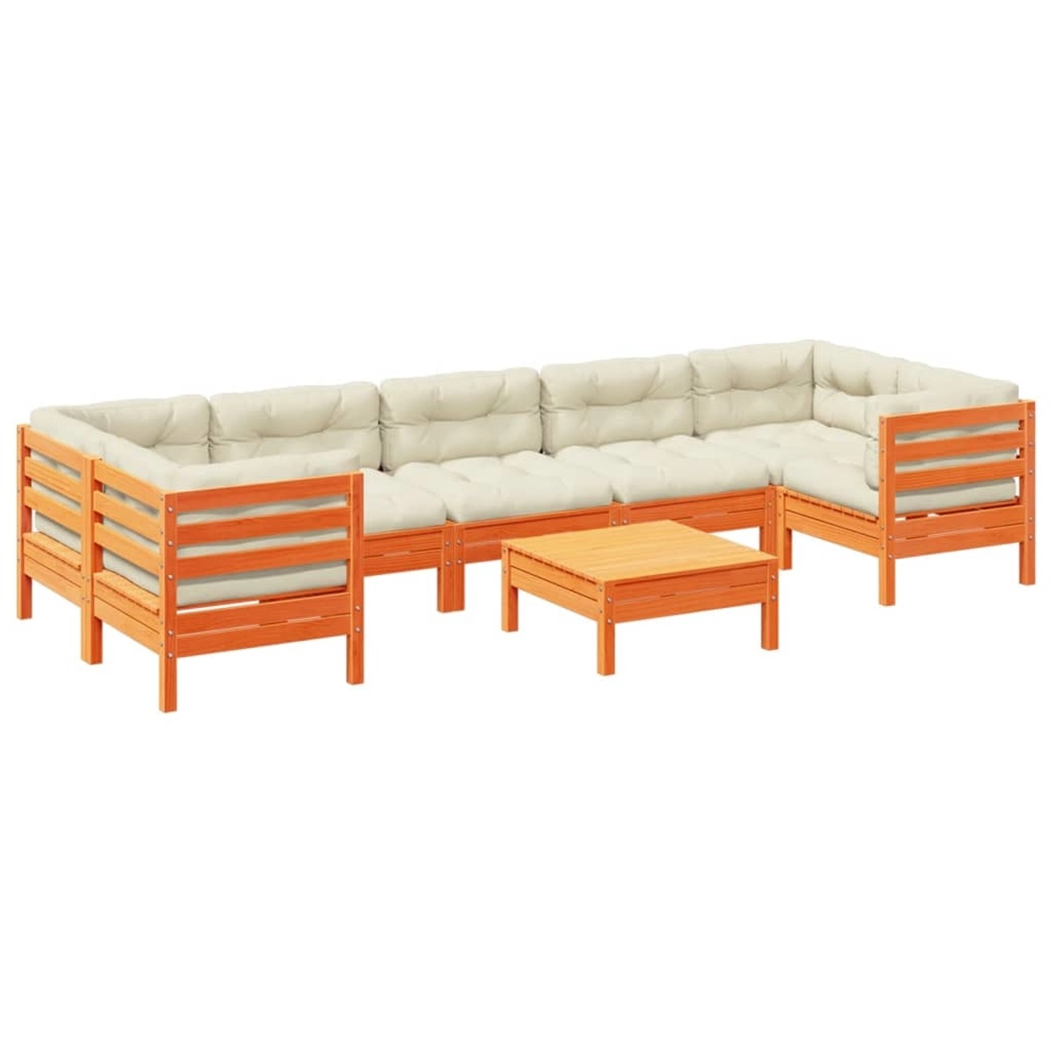 vidaXL 8-Tlg Garten-Sofagarnitur mit Kissen Wachsbraun Kiefernholz 3299339 günstig online kaufen