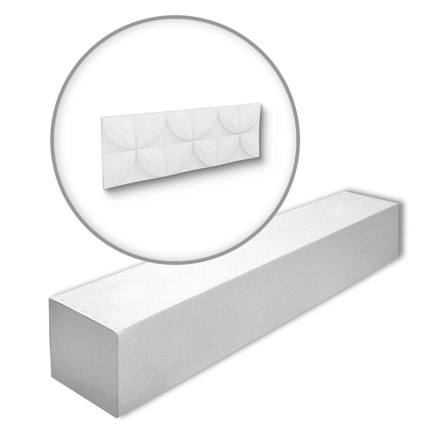 Thumbnail - NOEL & MARQUET NMC FLOWER-Box ARSTYL 3D Wandpaneele 1 Karton Set mit 5 Zierelementen 2,15 m2 Weiß