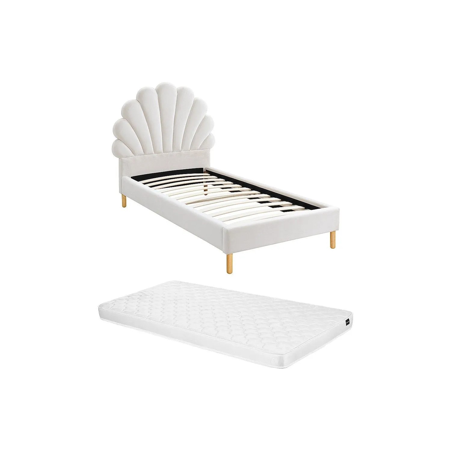 Vente-unique Bettrahmen Moana Weiß 220 cm