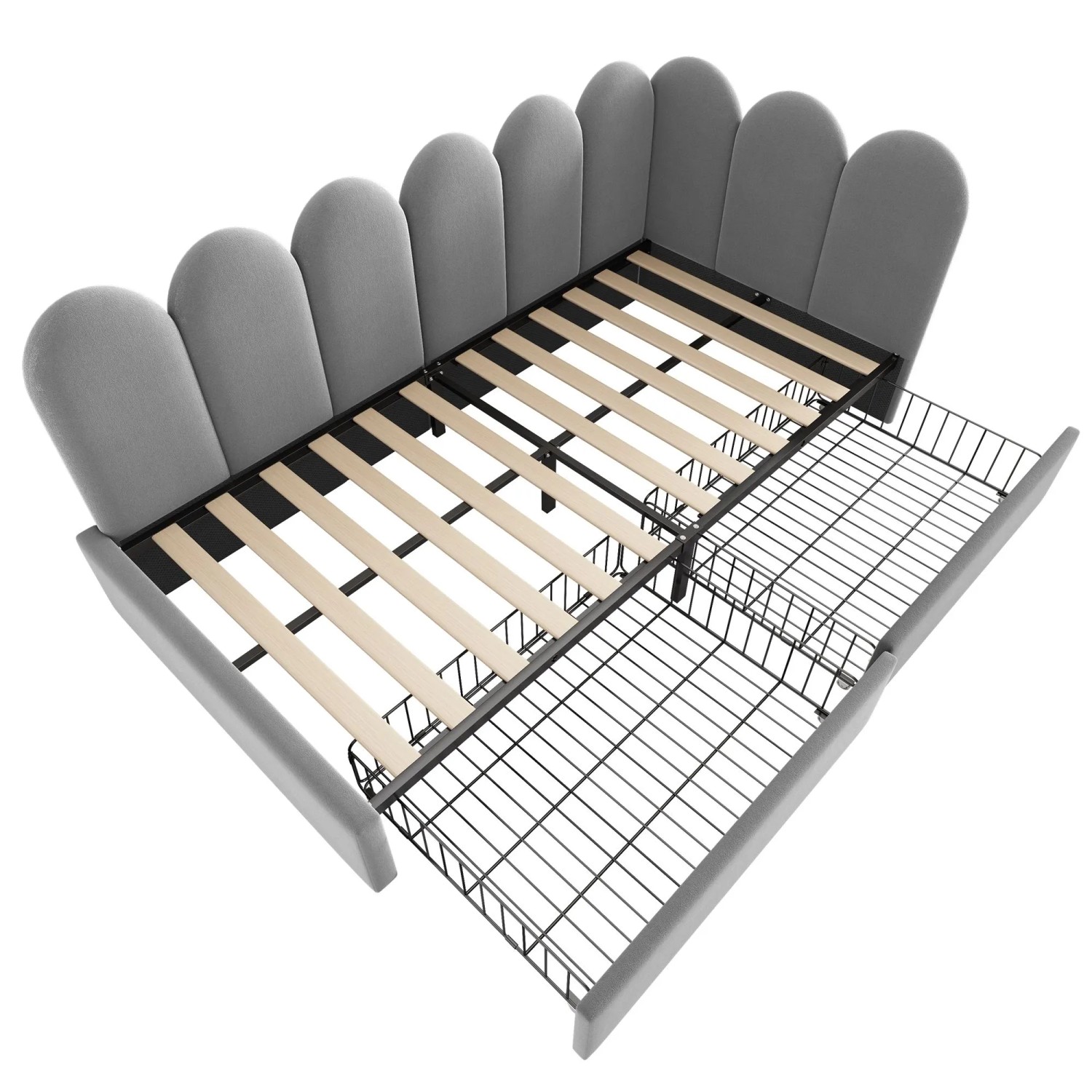 Merax Daybett 90x200cm Schubladen Stauraum Samt Grau
