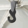 Schwarzer S-Haken am grauen Befestigungsband des vidaXL Poolzelts. Detail für Pavillon-Zubehör.