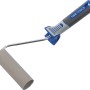 LUX Schaumroller, 11 cm breit, mit grauem Schaumstoff und blau-grauem Griff.