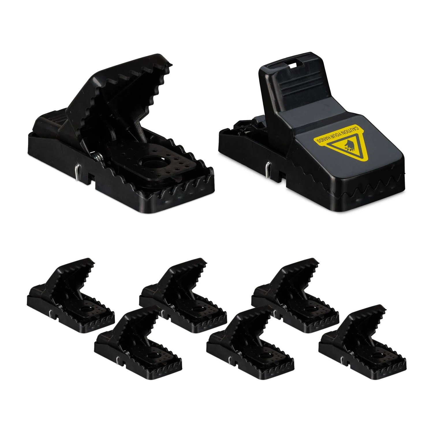 Relaxdays Mäusefalle 8er Set Kunststoff Schwarz Wiederverwendbar 6,5 cm x 11,5 cm x 5 cm