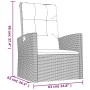 Grauer Garten-Relaxsessel aus Polyrattan mit Kissen, Teil des vidaXL 3-tlg. Lounge-Sets.