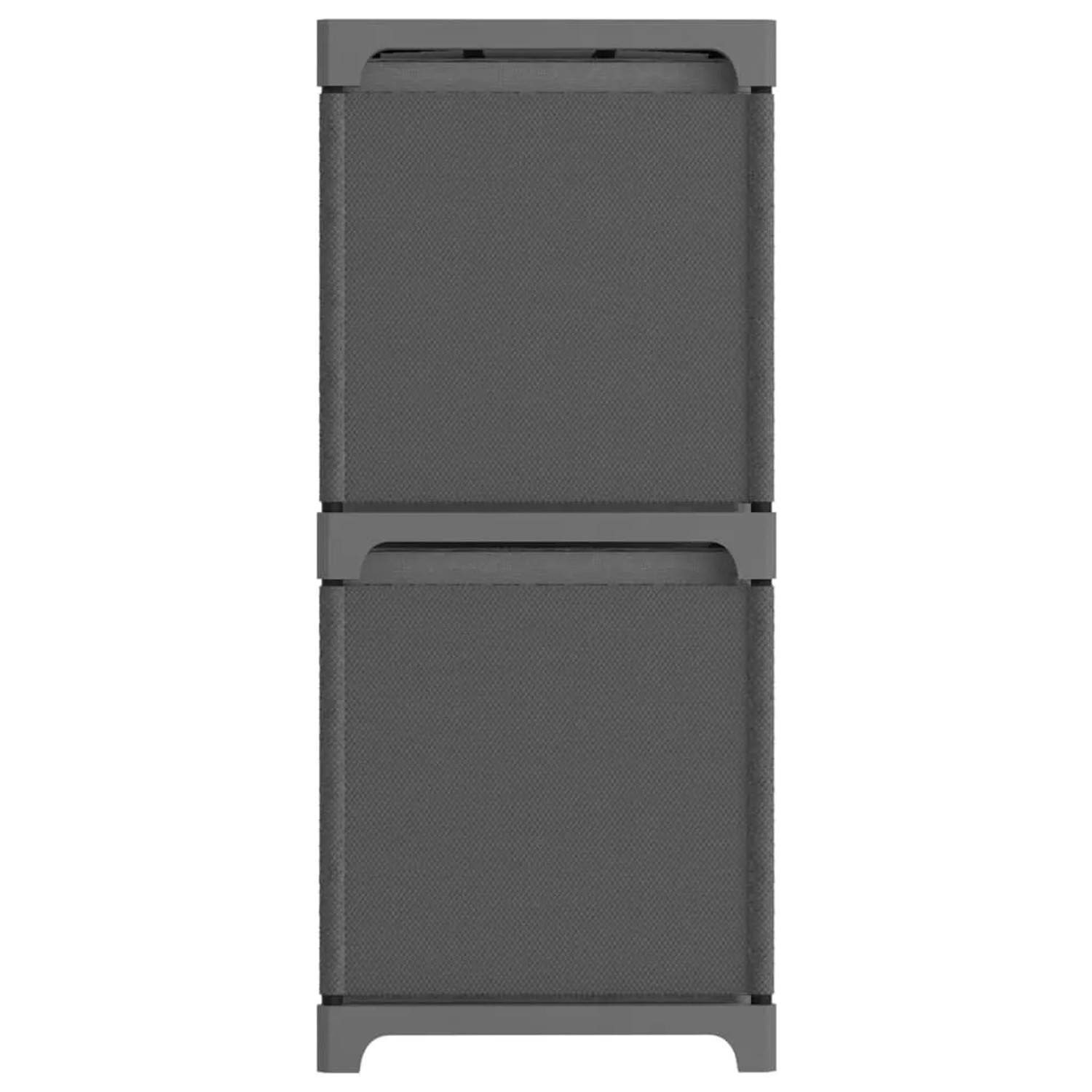Graues Würfel-Regal mit 4 Fächern und Stoffboxen von VidaXL. Wandregal zur Aufbewahrung.