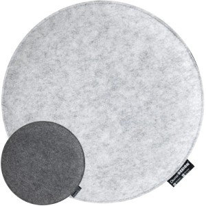 Rundes DuneDesign Filz Sitzkissen, 35 cm, in Hellgrau und Dunkelgrau. Dicke 3 cm, ideal für Stühle & Garten.