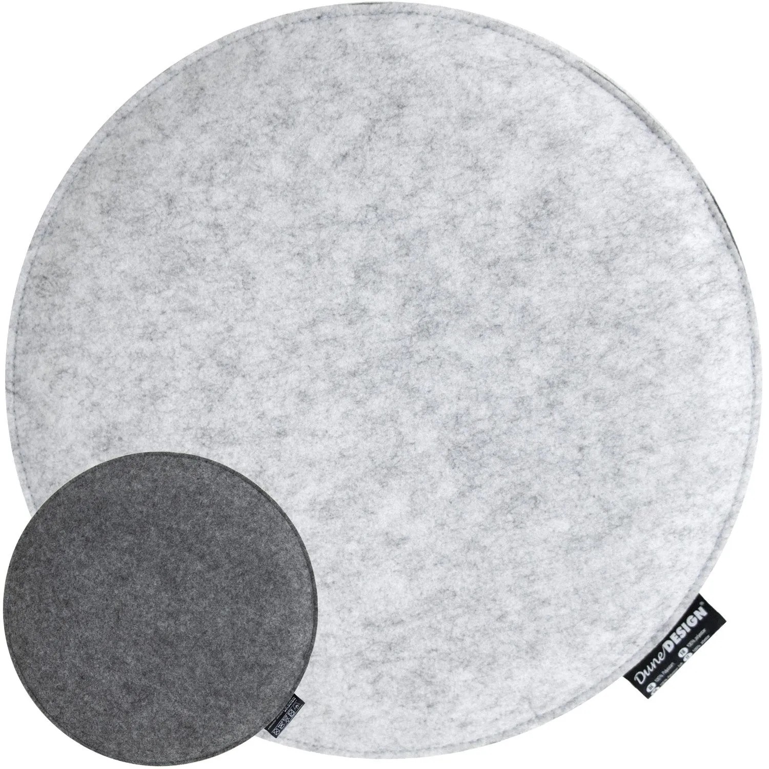 DuneDesign Rundes Sitzkissen aus Filz Ø 35 cm 30 mm Stark in Grau
