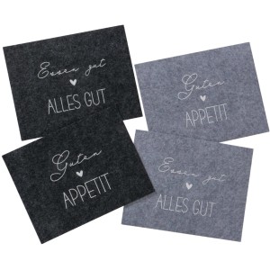 Boltze Tischsets, 4er-Set, sortiert in Dunkelgrau und Hellgrau, 35x45 cm, Filz mit Schriftzug.