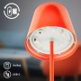 Detailaufnahme: Apricotfarbene Brilo Tischleuchte mit LED-Lichtern und USB-C Anschluss.
