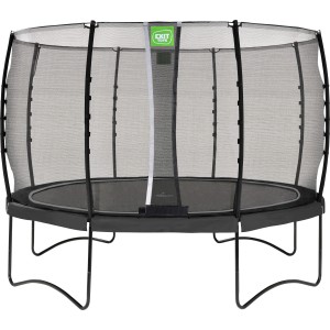 Schwarzes EXIT Allure Classic Gartentrampolin, Ø 366 cm, mit Sicherheitsnetz.