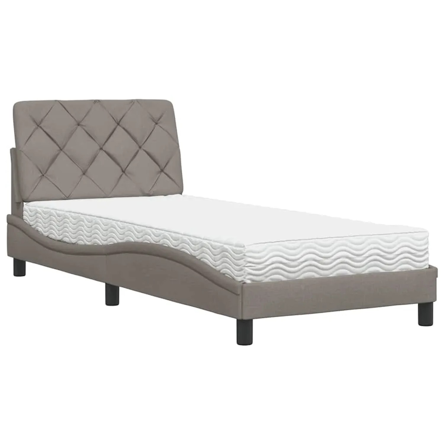 vidaXL Bett mit Matratze Taupe 90x200 cm Stoff 3310717