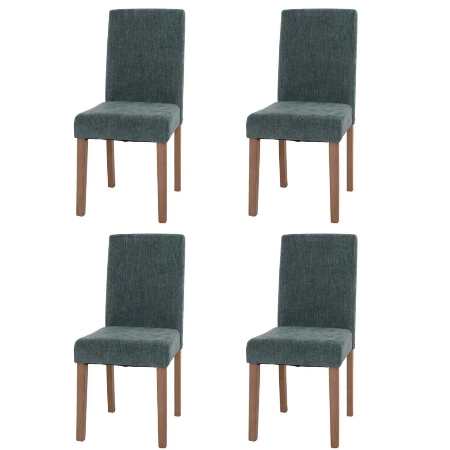 MCW Esszimmerstuhl Littau Chenille 4er-Set Grün Naturfarbene Beine