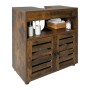 Relaxdays Waschbeckenunterschrank MDF Vintagebraun Lamellentüren Verstellbar mit Magnetverschluss 63 cm x 60 cm x 30 cm 12 kg