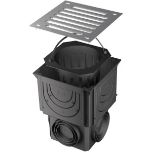 RUG Self Hofablauf aus Kunststoff mit Abdeckrost und Schmutzfangeimer für Hof und Garten.