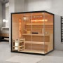 Artsauna Vantaa Sauna 175x140cm mit 8kW Ofen, Hemlockholz, Glasfront, Zubehör. Für 4 Personen.