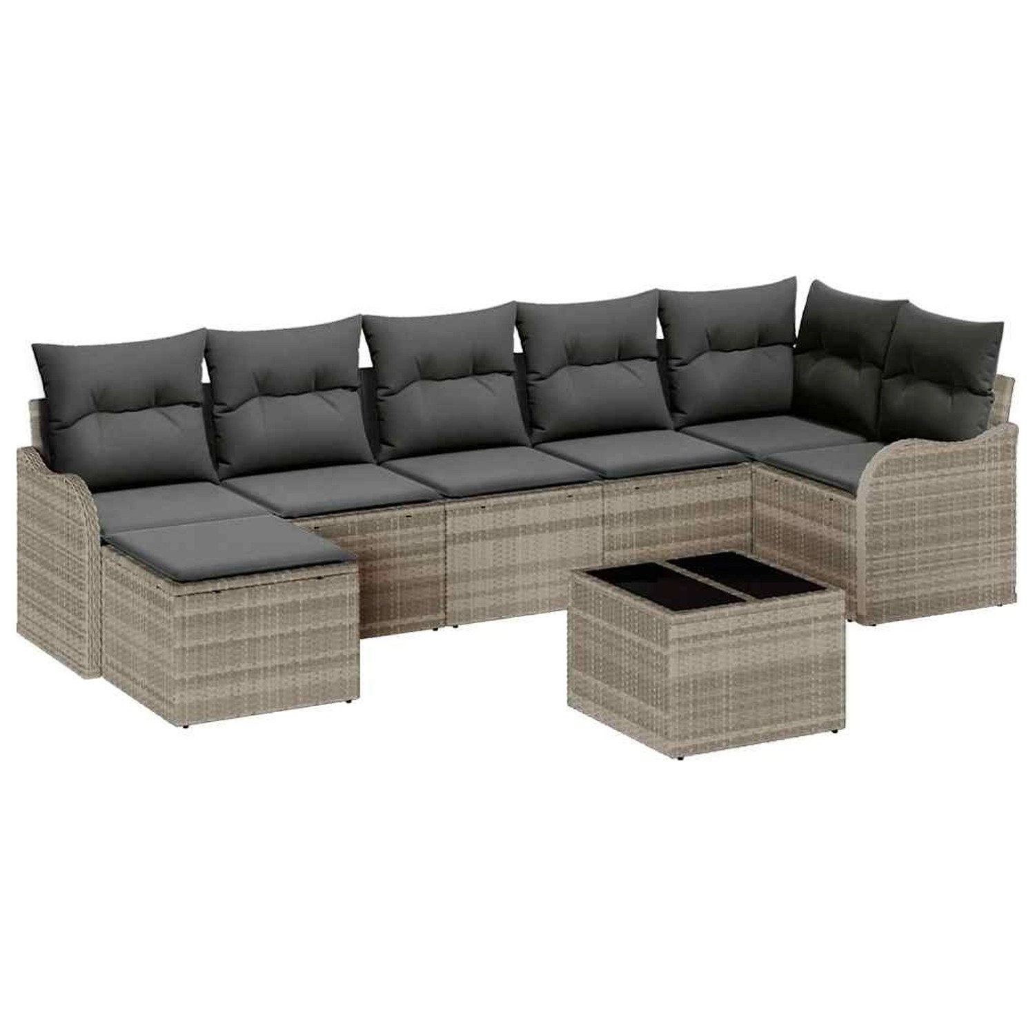 vidaXL Garten-Sofa-Set mit Kissen 8-Tlg Hellgrau Poly Rattan 3354471 günstig online kaufen