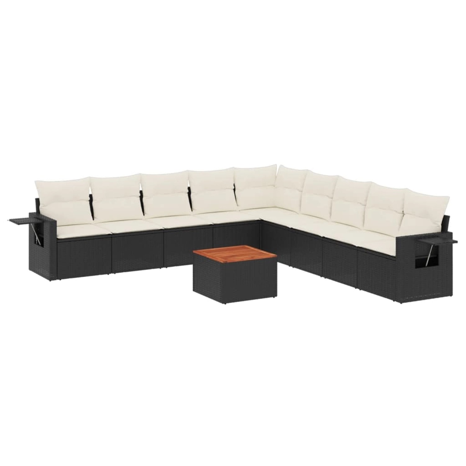 vidaXL 10-Tlg Garten-Sofagarnitur mit Kissen Schwarz Poly Rattan 3256938 günstig online kaufen