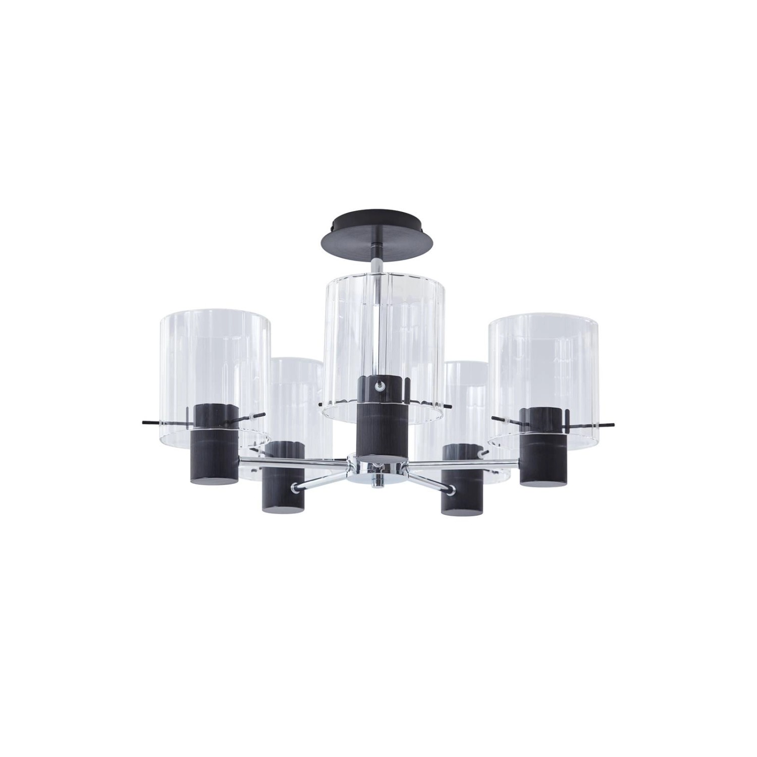 Lucande Deckenlampe Eirian 10019957 Modern in Transparent aus Metall 5-flammig E27 Wohnzimmerleuchte