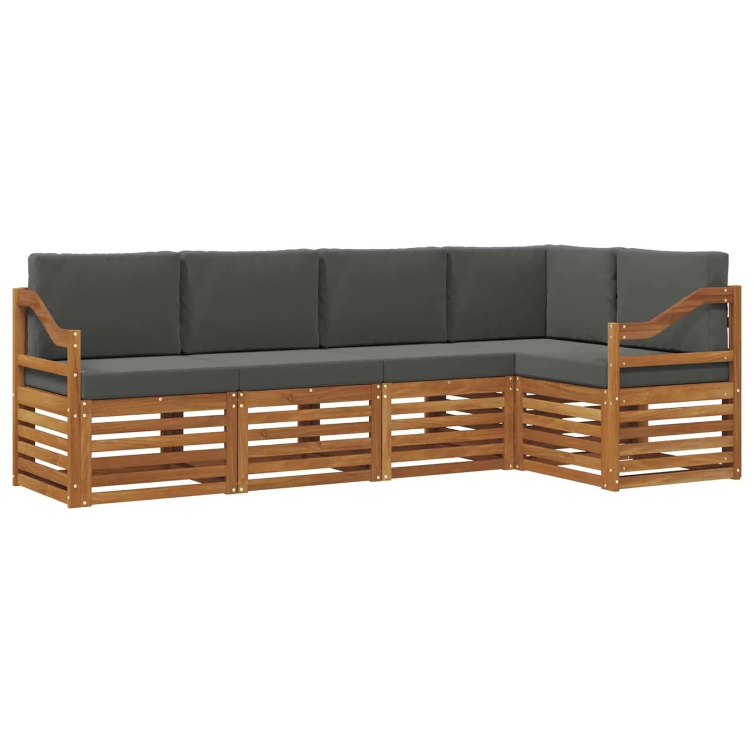 vidaXL Sofagarnituren 5 Tlg Natur und Anthrazit Massivholz Akazie 3374827