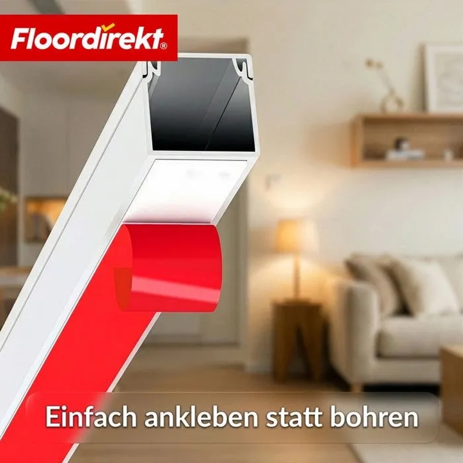 Floordirekt Kabelkanal Oskar Kabelleiste Selbstklebend 10 x 1 m Weiß 15 x 10 mm_5
