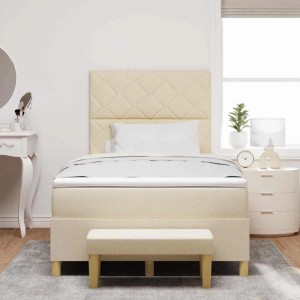 vidaXL Boxspringbett mit Matratze Creme 120 x 200 cm Stoff 3344371