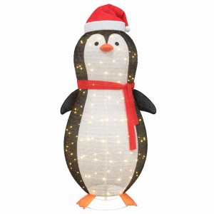 vidaXL Schnee-Pinguin Figur Warmweiß 78 x 88 x 180 cm Stoff 42018966
