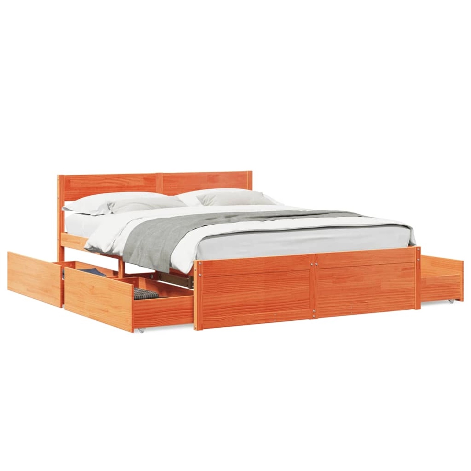 vidaXL Massivholzbett ohne Matratze Wachsbraun 160x200 Kiefernholz 3282344 günstig online kaufen