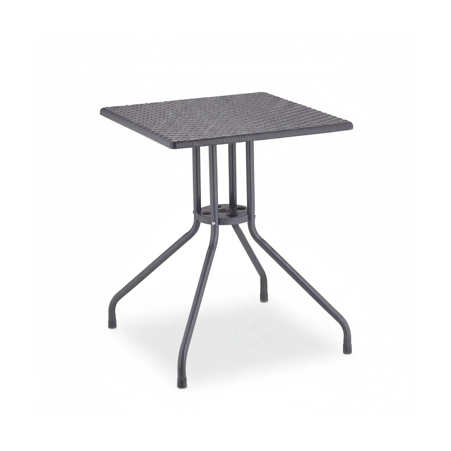 Relaxdays Gartentisch HDPE Stahl Grau Rattanoptik für 4 Personen 75 cm x 61 cm x 61 cm 5 kg