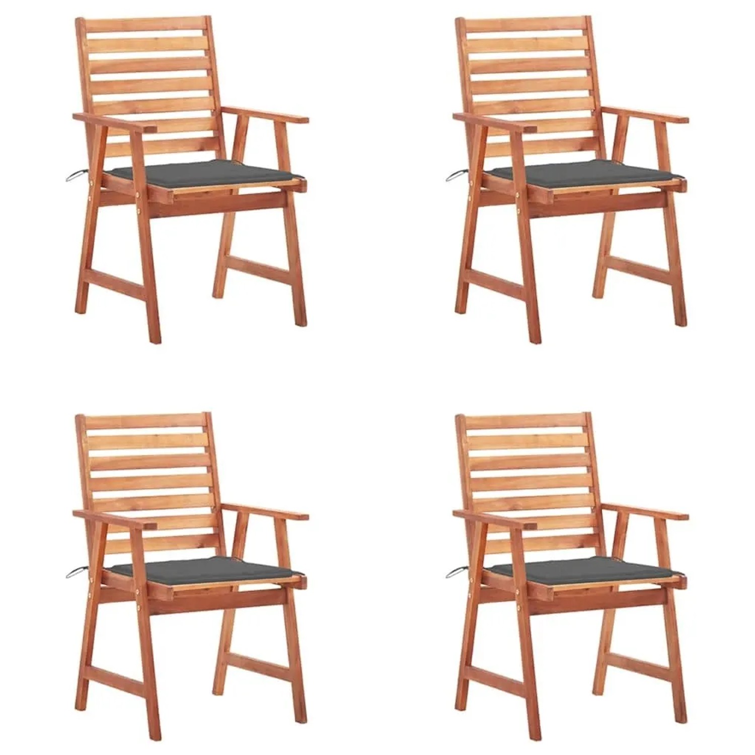 vidaXL Garten-Essstühle 4 Stk mit Kissen Massivholz Akazie 3078320
