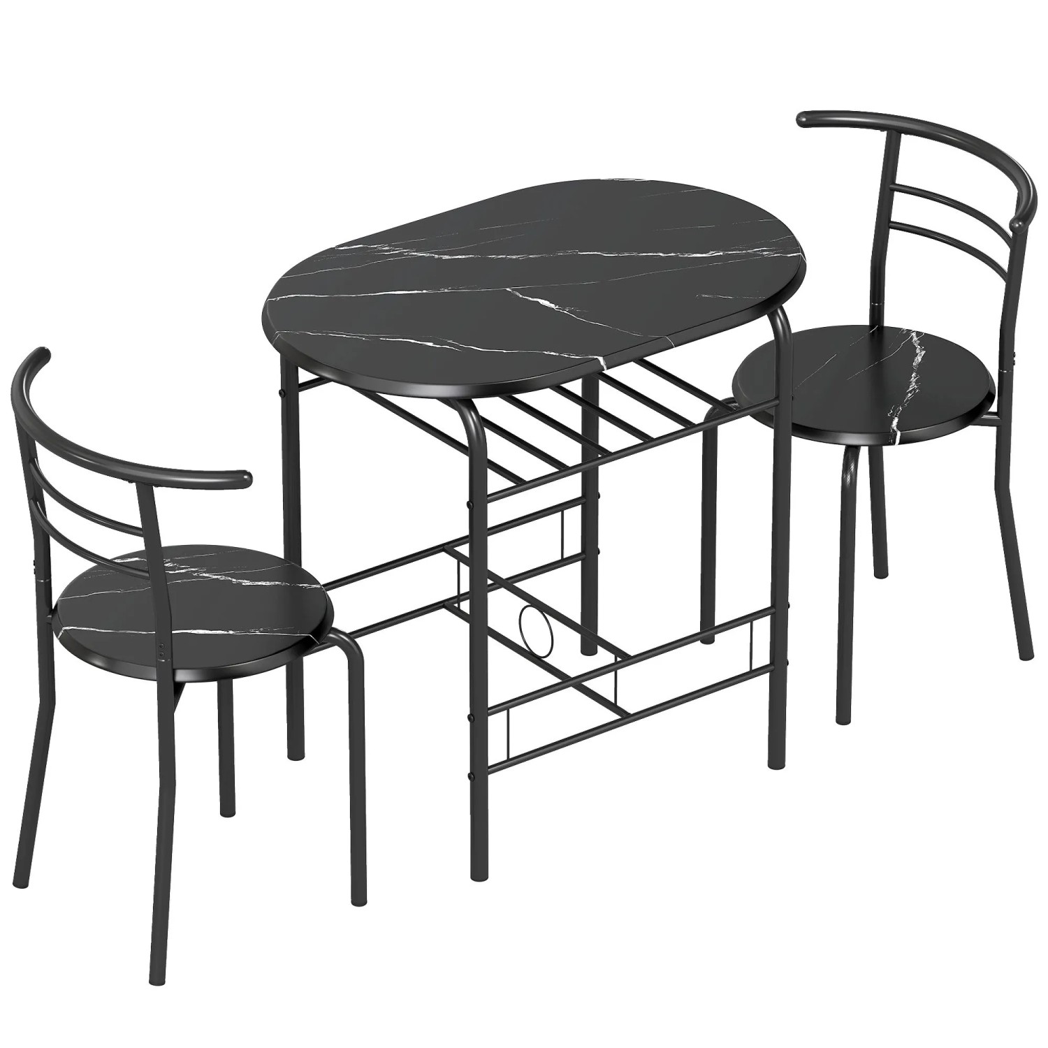 HOMCOM Dining Table Set MDF Metall 80L x 52B x 76H cm Schwarz