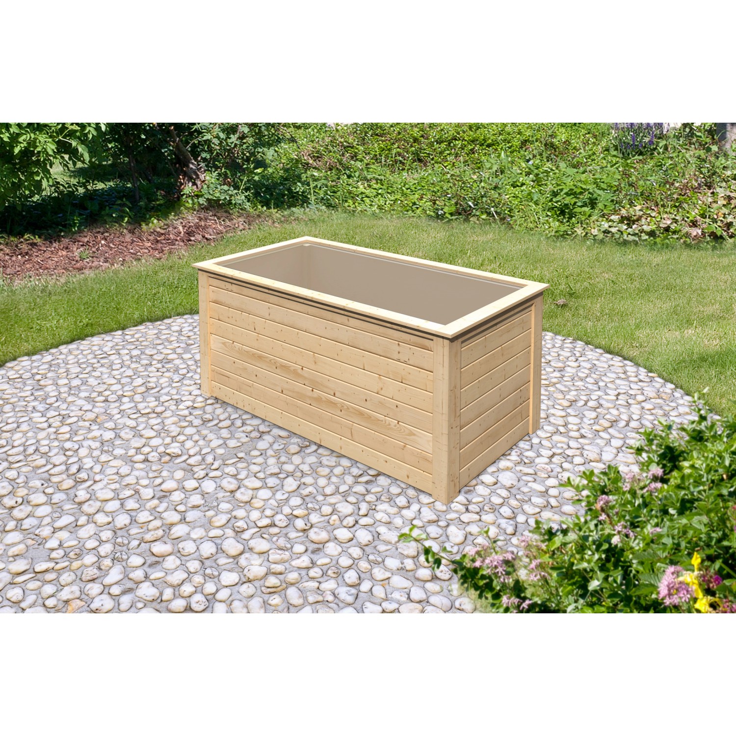 Karibu Hochbeet aus Fichte, naturbelassen, 92x209x111cm. Holz-Hochbeet für Garten oder Terrasse.