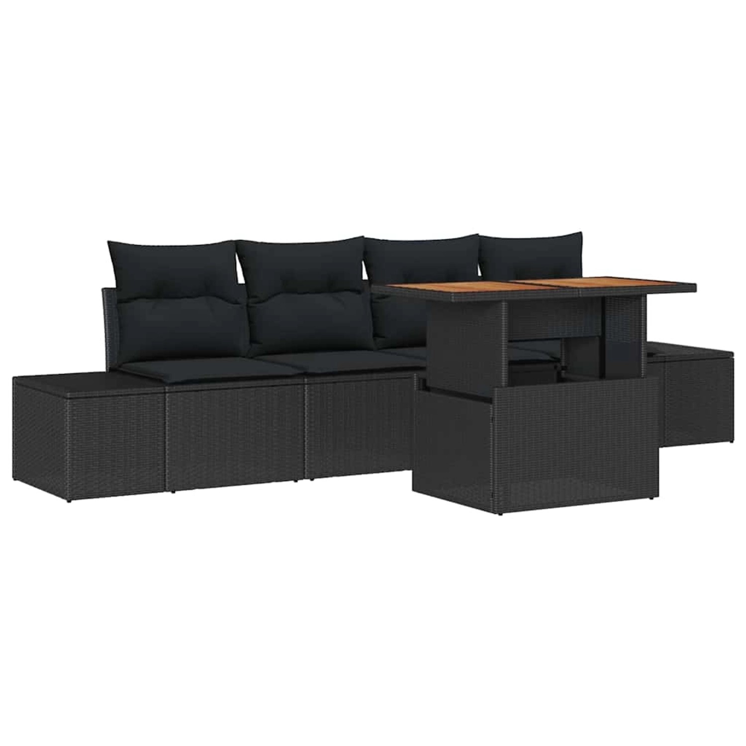 vidaXL Garten-Sofa-Set mit Speicher 5-Tlg Schwarz Poly Rattan 3358634 günstig online kaufen