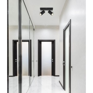 Globo Strahler Robby, 2-flammig, schwarz matt. Deckenleuchte für GU10 Leuchtmittel.