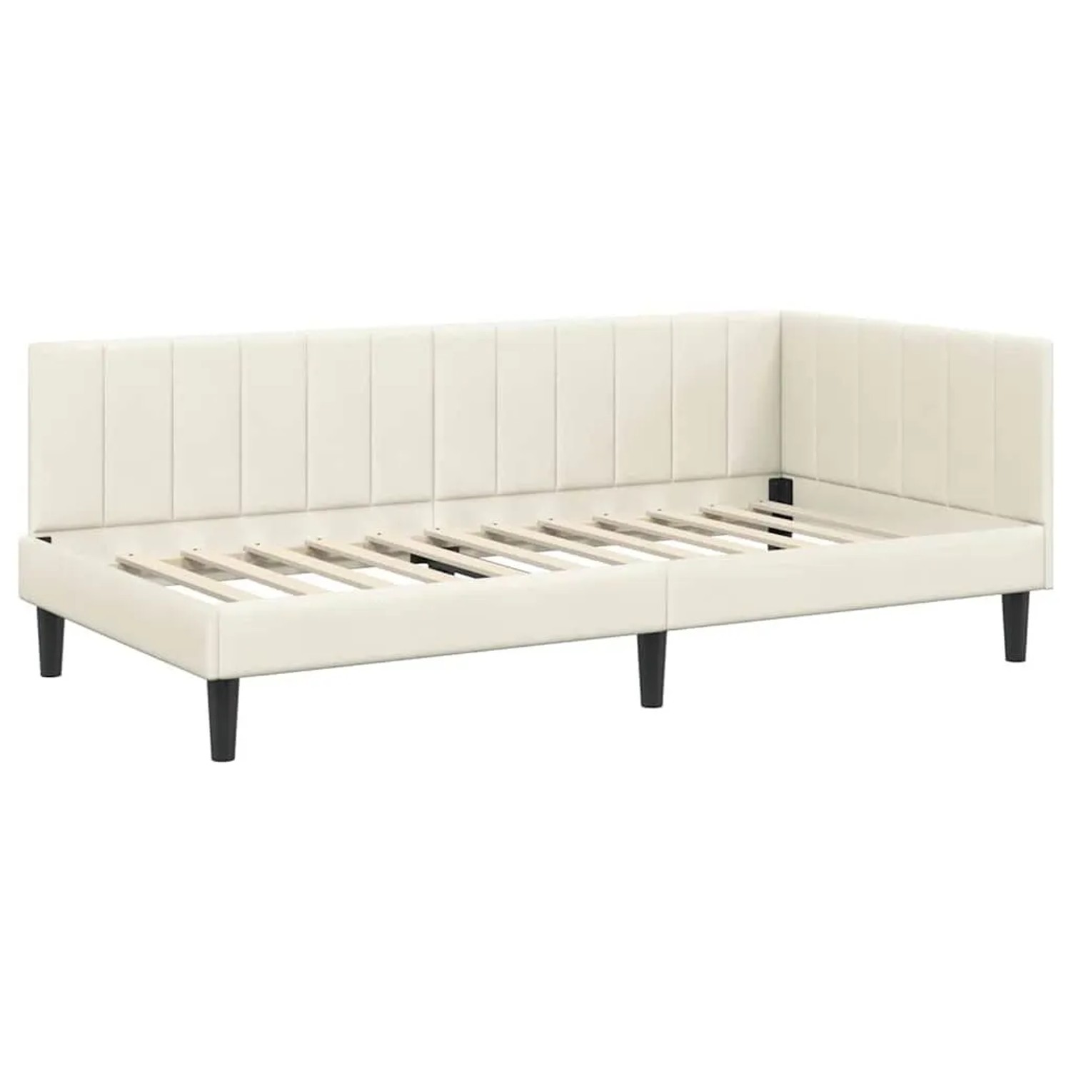 vidaXL Eckbettgestell mit Kopfteil Creme 90 x 190 cm Stoff 42016345