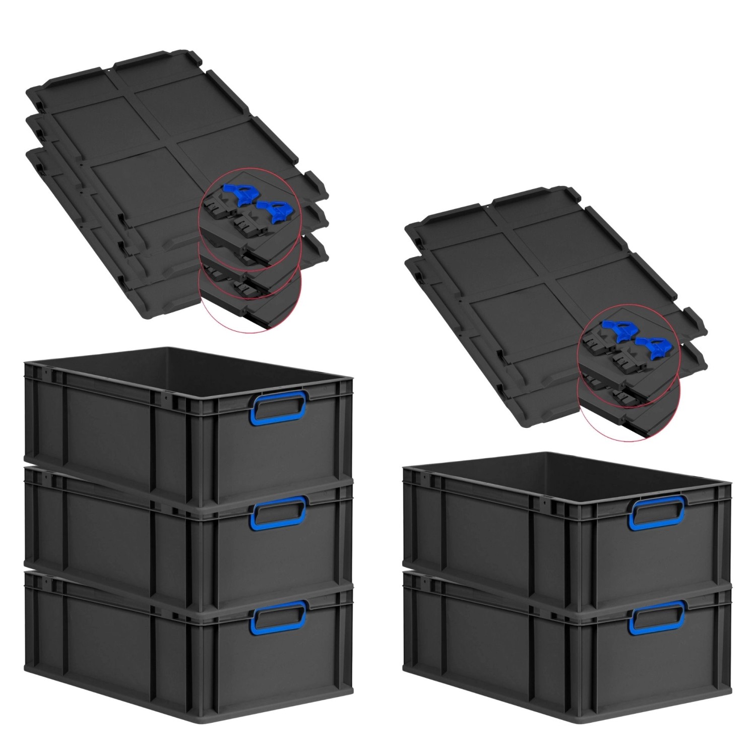 PROREGAL SuperSparSet 5x Eurobox Nextgen Color Mit Scharnierdeckel HxBxT 22 günstig online kaufen
