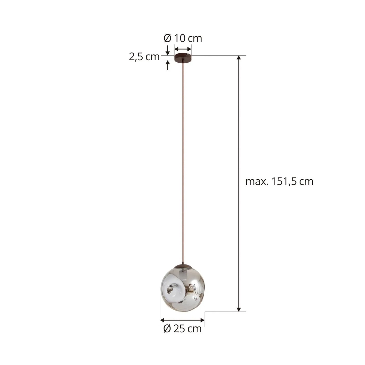 Moderne Lindby Pendelleuchte Valentina aus Alu und Glas, 1-flammig, für Wohnzimmer. Design Hängeleuchte.