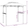 vidaXL Grillpavillon Anthrazit, 240x150x243 cm, Stahlrahmen mit Seitenregalen und Doppeldach.