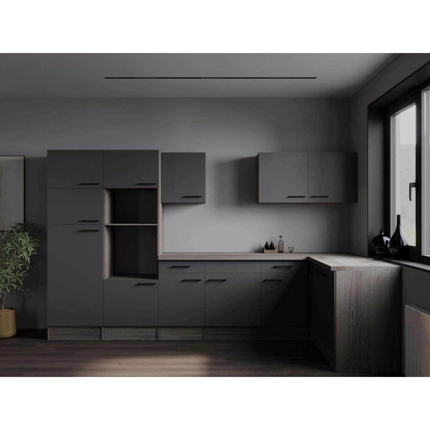 Thumbnail - Respekta Winkelküche Oliver 340 cm Eiche York / Grau Matt ohne E-Geräte