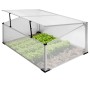 ECD Germany Alu Frühbeet mit zweiteiligem Dach, 100x60x40 cm, mit Salat im Inneren.