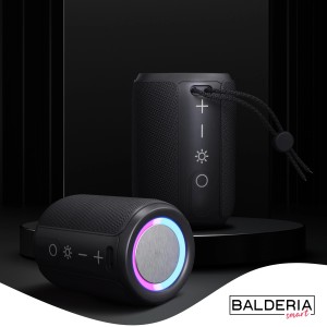 BALDERIA Smart Fire Soundbox, tragbarer Bluetooth Lautsprecher mit Knistersound und LED-Lichtshow, schwarz.